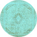 Round Abstract Light Blue Modern Rug, abs2161lblu