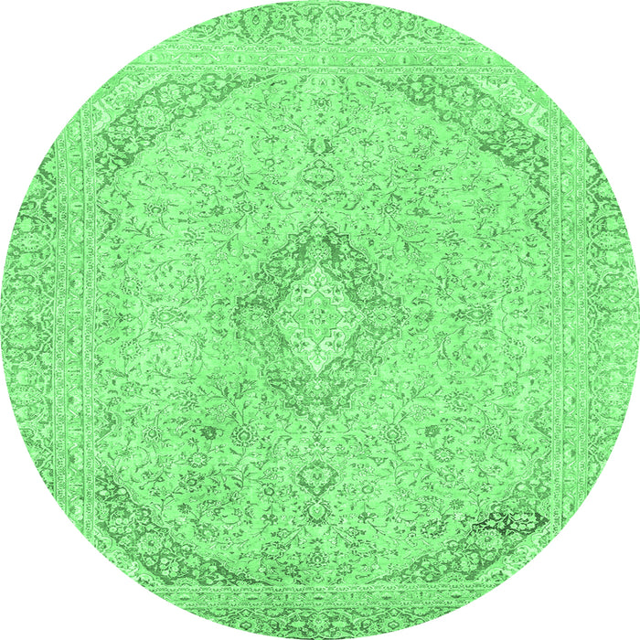 Round Abstract Emerald Green Modern Rug, abs2161emgrn