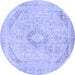 Round Machine Washable Abstract Blue Modern Rug, wshabs2161blu