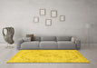 Machine Washable Abstract Yellow Modern Rug in a Living Room, wshabs2161yw