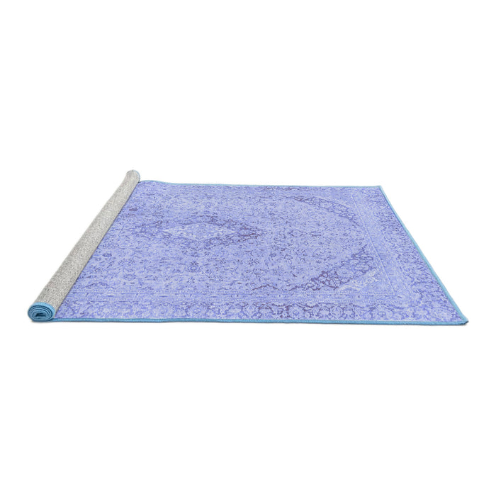 Sideview of Machine Washable Abstract Blue Modern Rug, wshabs2161blu