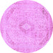 Round Abstract Purple Modern Rug, abs2161pur