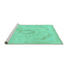 Sideview of Machine Washable Abstract Turquoise Modern Area Rugs, wshabs2161turq