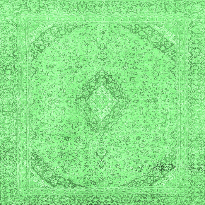 Square Machine Washable Abstract Emerald Green Modern Area Rugs, wshabs2161emgrn