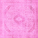 Square Machine Washable Abstract Pink Modern Rug, wshabs2161pnk