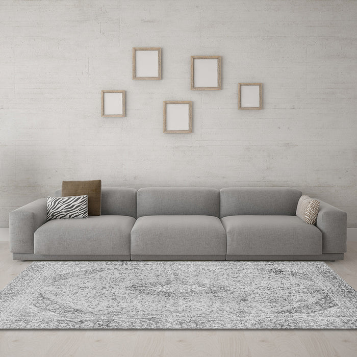 Machine Washable Abstract Gray Modern Rug in a Living Room,, wshabs2161gry