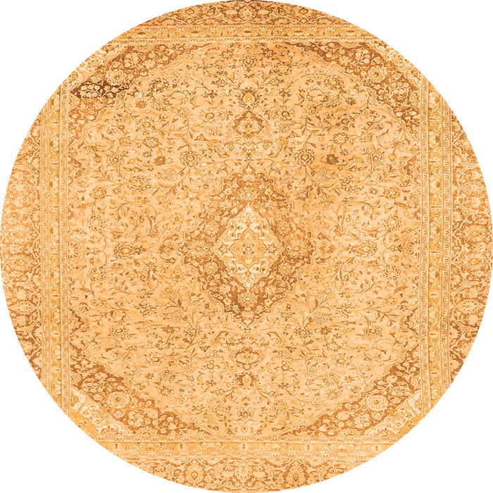 Round Abstract Orange Modern Rug, abs2161org