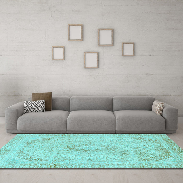 Machine Washable Abstract Light Blue Modern Rug in a Living Room, wshabs2161lblu