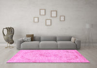 Machine Washable Abstract Pink Modern Rug, wshabs2161pnk