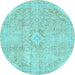 Round Machine Washable Abstract Light Blue Modern Rug, wshabs2162lblu