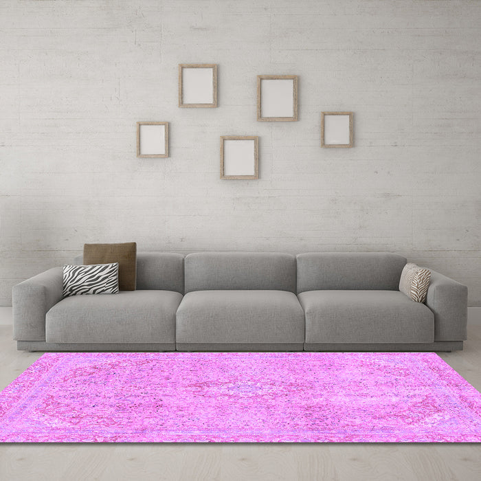 Machine Washable Abstract Purple Modern Area Rugs in a Living Room, wshabs2162pur