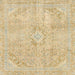 Square Machine Washable Abstract Brown Gold Rug, wshabs2162