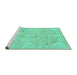 Sideview of Machine Washable Abstract Turquoise Modern Area Rugs, wshabs2162turq