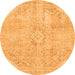 Round Machine Washable Abstract Orange Modern Area Rugs, wshabs2162org