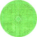 Round Abstract Green Modern Rug, abs2162grn