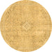 Round Abstract Brown Modern Rug, abs2162brn