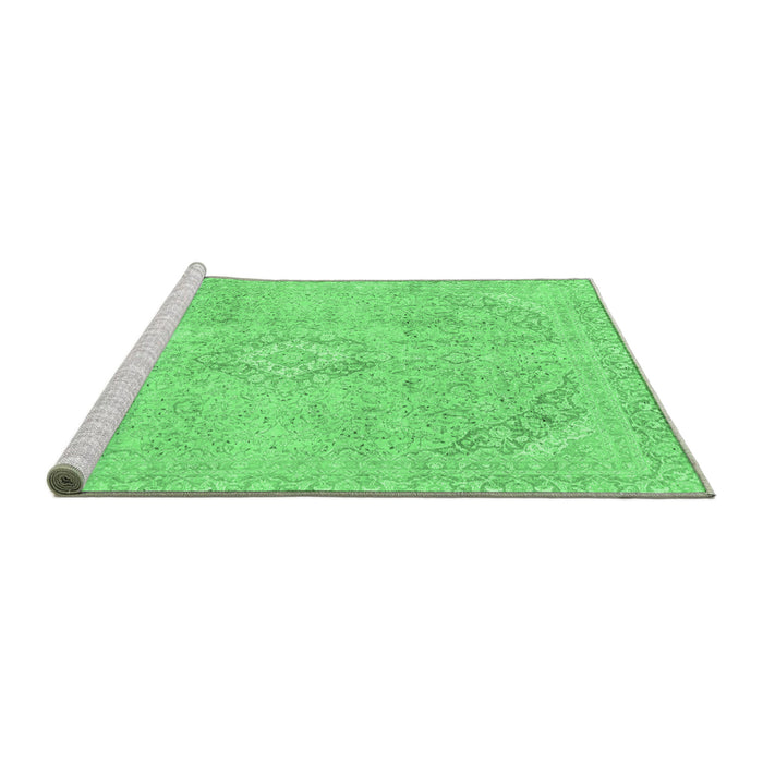 Sideview of Machine Washable Abstract Emerald Green Modern Area Rugs, wshabs2162emgrn
