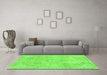 Machine Washable Abstract Green Modern Area Rugs in a Living Room,, wshabs2162grn