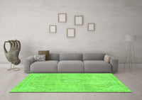 Machine Washable Abstract Green Modern Rug, wshabs2162grn