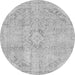 Round Machine Washable Abstract Gray Modern Rug, wshabs2162gry