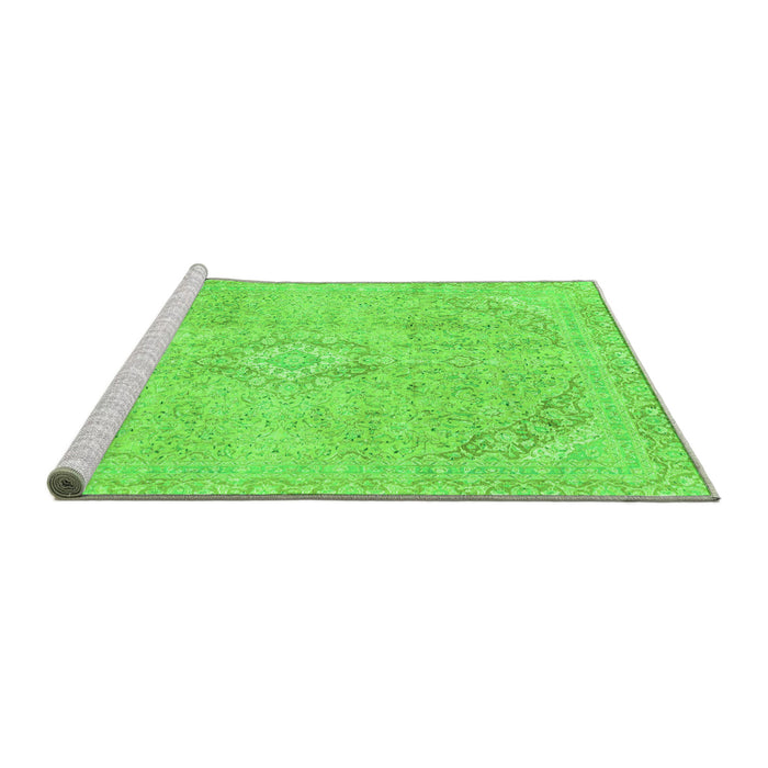 Sideview of Machine Washable Abstract Green Modern Area Rugs, wshabs2162grn