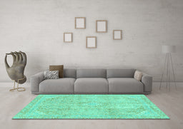 Machine Washable Abstract Turquoise Modern Area Rugs in a Living Room,, wshabs2162turq