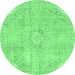 Round Abstract Emerald Green Modern Rug, abs2162emgrn