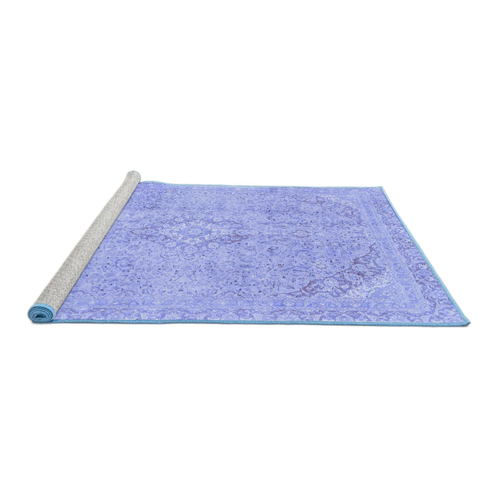 Sideview of Machine Washable Abstract Blue Modern Rug, wshabs2162blu
