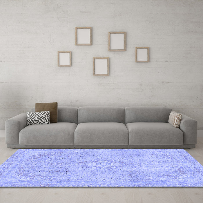 Machine Washable Abstract Blue Modern Rug in a Living Room, wshabs2162blu