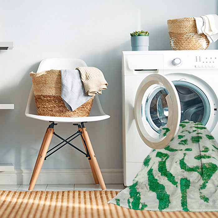 Machine Washable Abstract Light Jade Green Rug in a Washing Machine, wshabs2163