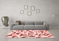 Machine Washable Abstract Red Modern Rug, wshabs2163red