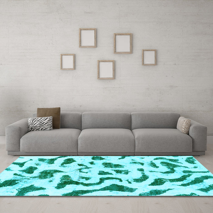 Machine Washable Abstract Light Blue Modern Rug in a Living Room, wshabs2163lblu