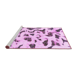 Sideview of Machine Washable Abstract Pink Modern Rug, wshabs2163pnk