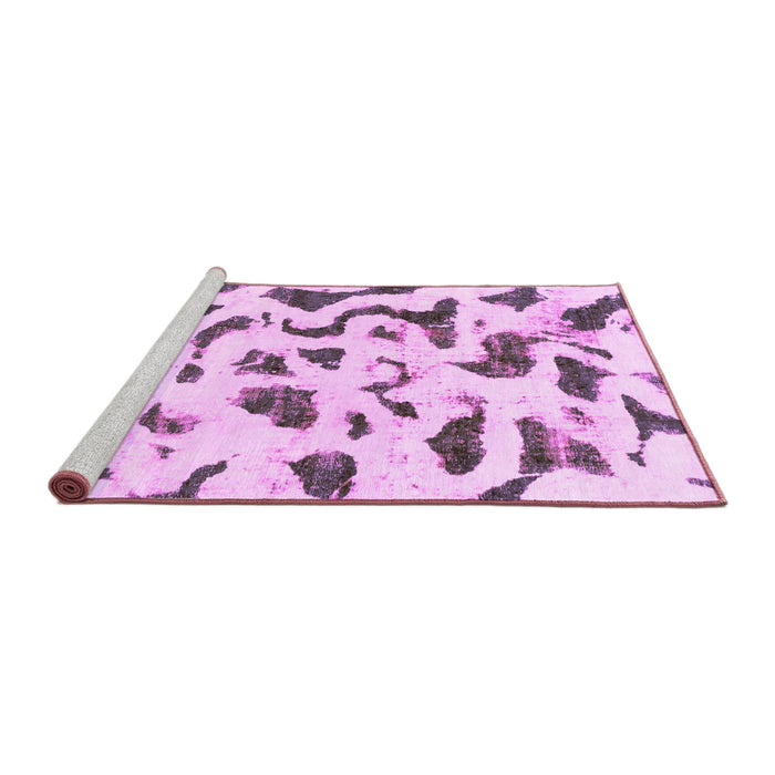 Sideview of Machine Washable Abstract Pink Modern Rug, wshabs2163pnk