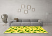 Machine Washable Abstract Yellow Modern Rug in a Living Room, wshabs2163yw