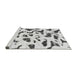 Sideview of Machine Washable Abstract Gray Modern Rug, wshabs2163gry