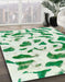 Machine Washable Abstract Light Jade Green Rug in a Family Room, wshabs2163