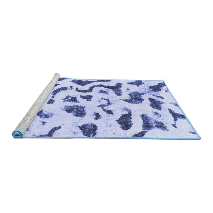 Sideview of Machine Washable Abstract Blue Modern Rug, wshabs2163blu