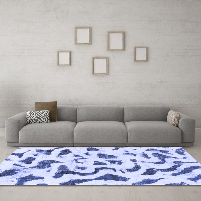 Machine Washable Abstract Blue Modern Rug in a Living Room, wshabs2163blu
