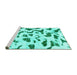 Sideview of Machine Washable Abstract Turquoise Modern Area Rugs, wshabs2163turq