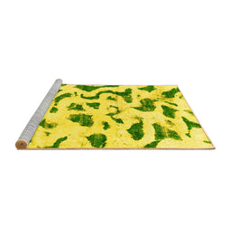 Sideview of Machine Washable Abstract Yellow Modern Rug, wshabs2163yw
