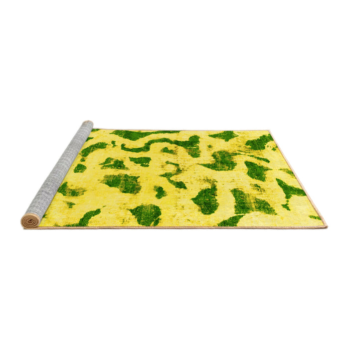 Sideview of Machine Washable Abstract Yellow Modern Rug, wshabs2163yw