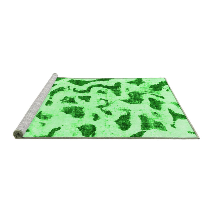 Sideview of Machine Washable Abstract Green Modern Area Rugs, wshabs2163grn
