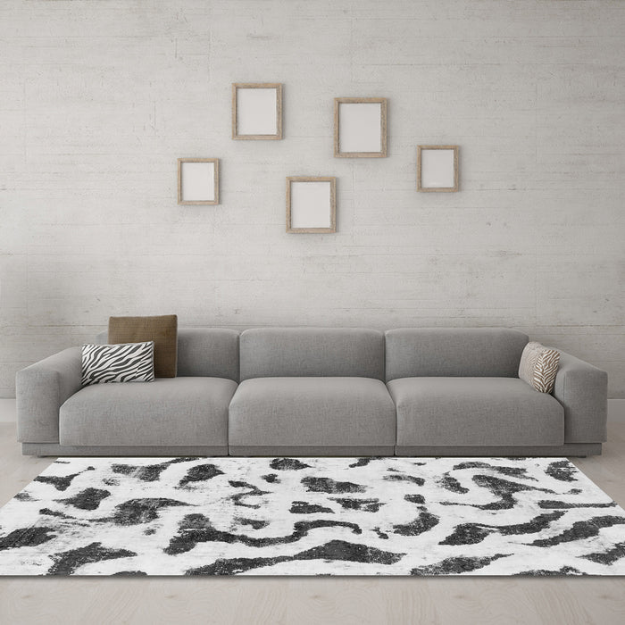 Machine Washable Abstract Gray Modern Rug in a Living Room,, wshabs2163gry