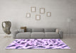 Machine Washable Abstract Purple Modern Area Rugs in a Living Room, wshabs2163pur