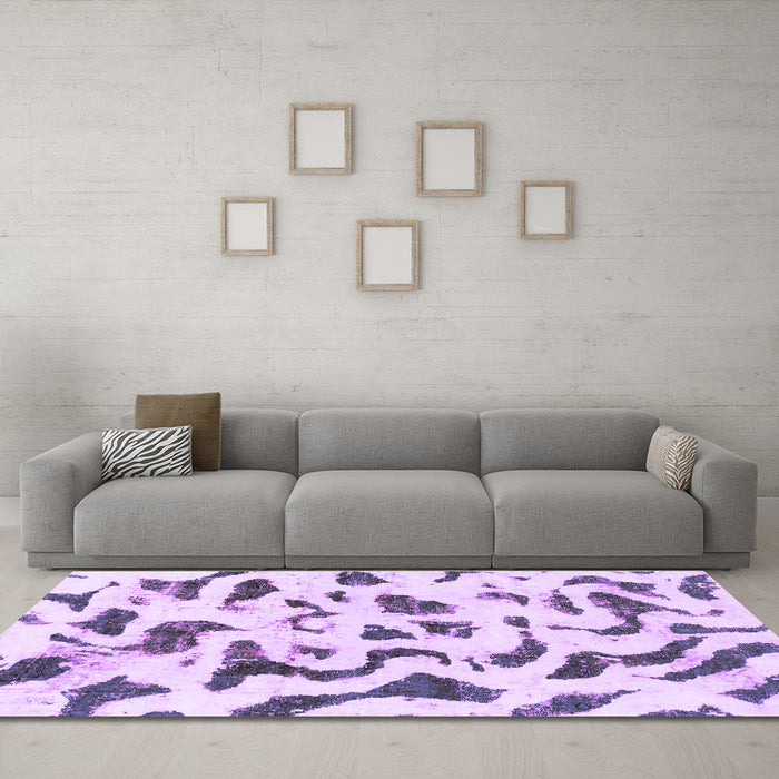 Machine Washable Abstract Purple Modern Area Rugs in a Living Room, wshabs2163pur