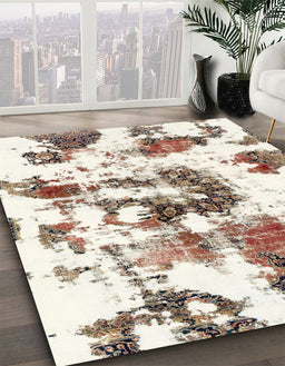 Machine Washable Abstract Dark Almond Brown Rug in a Family Room, wshabs2164