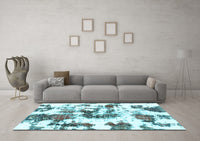 Machine Washable Abstract Light Blue Modern Rug, wshabs2164lblu