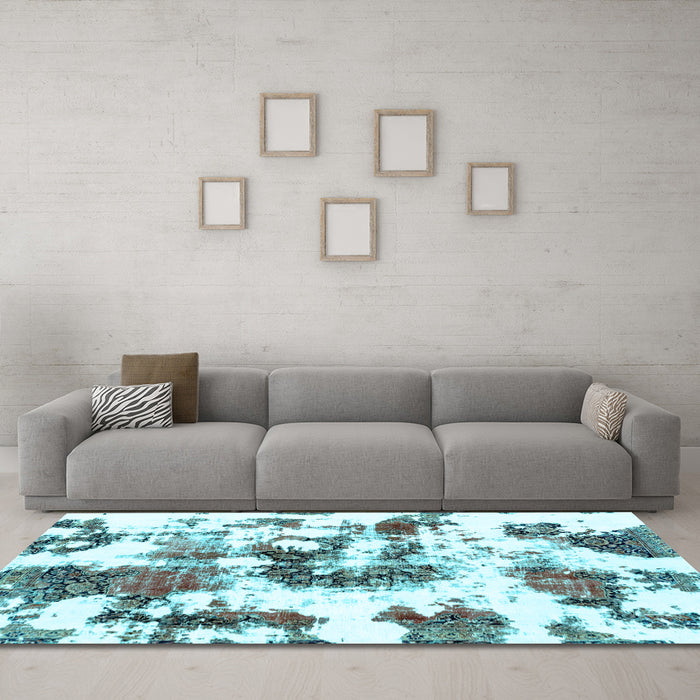Machine Washable Abstract Light Blue Modern Rug in a Living Room, wshabs2164lblu