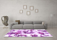 Machine Washable Abstract Purple Modern Rug, wshabs2164pur